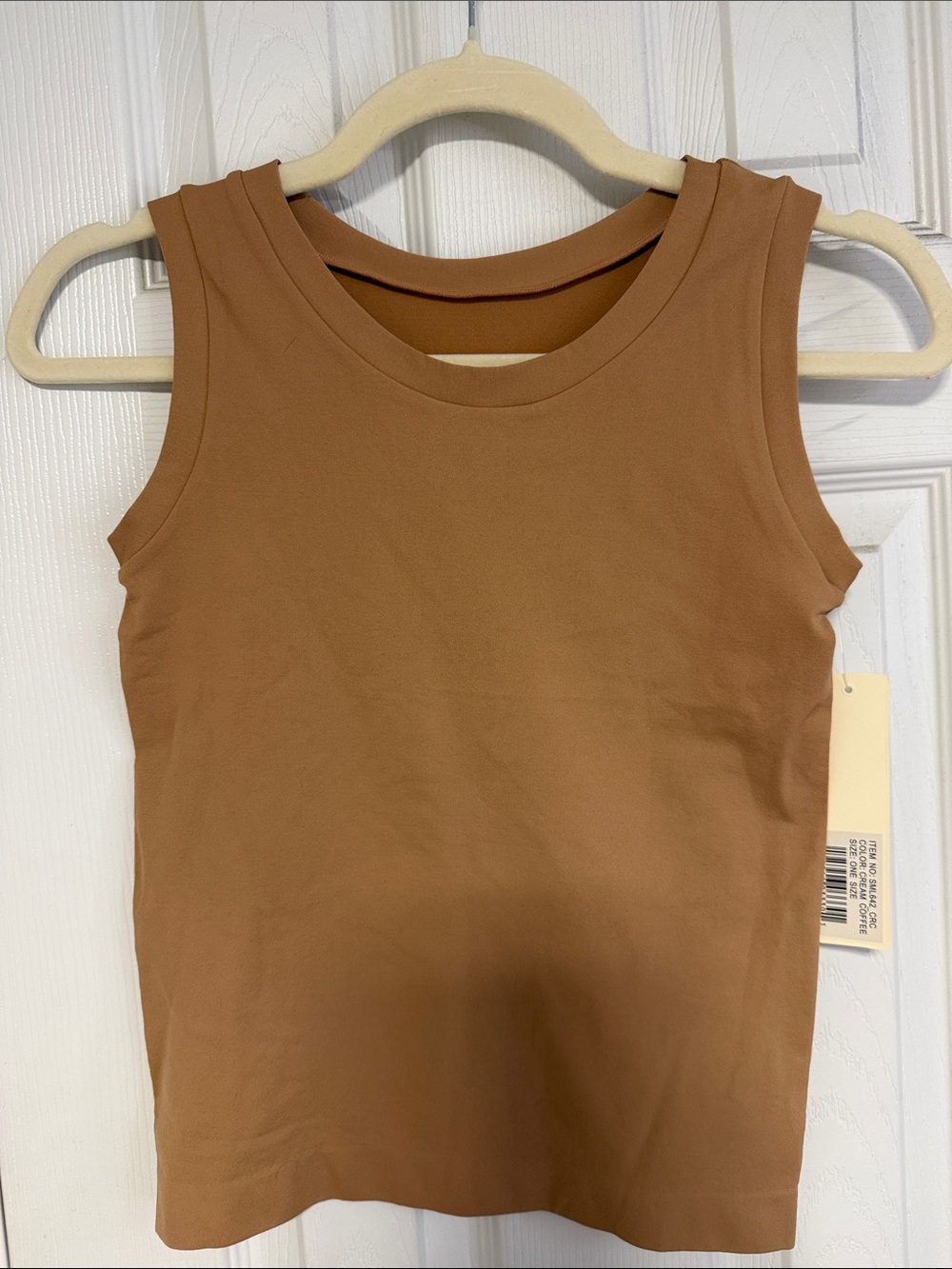 Yelete Tan Sleeveless Crewneck Tank Top